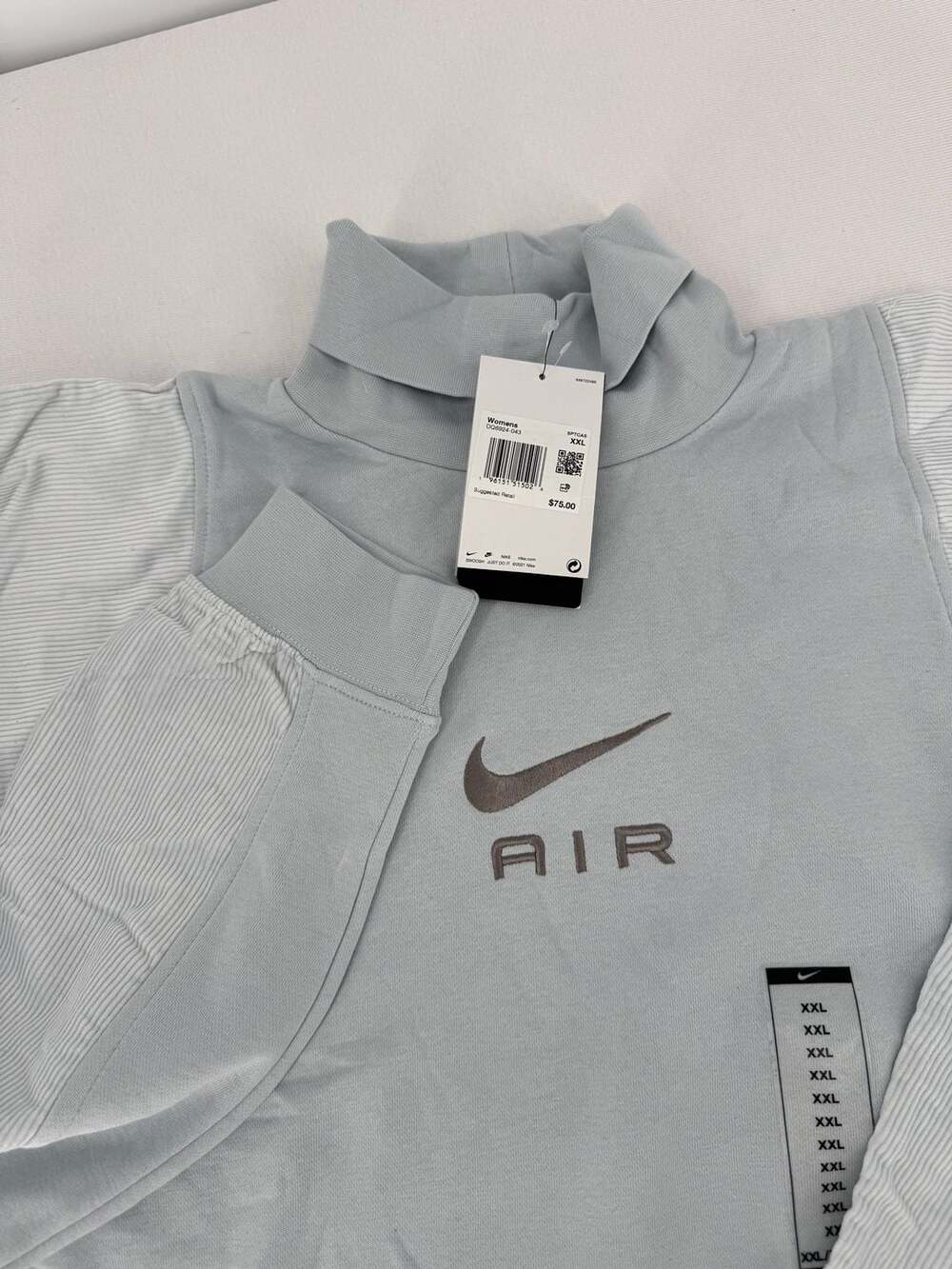 Nike Air Corduroy Fleece Sweatshirt Size XXL Blue Turtleneck
